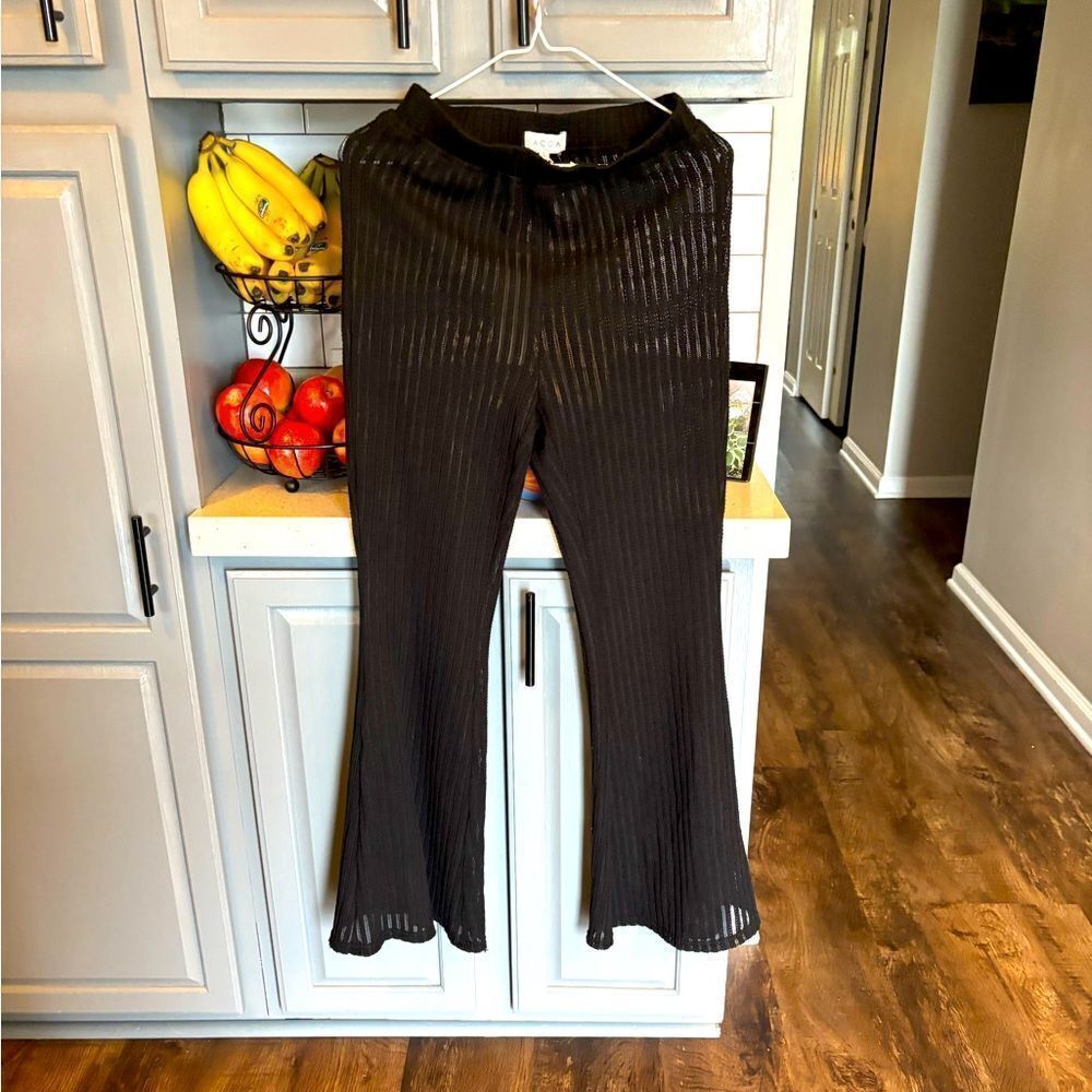 Black Flare Beach Coverup Pants by Acoa, NWT